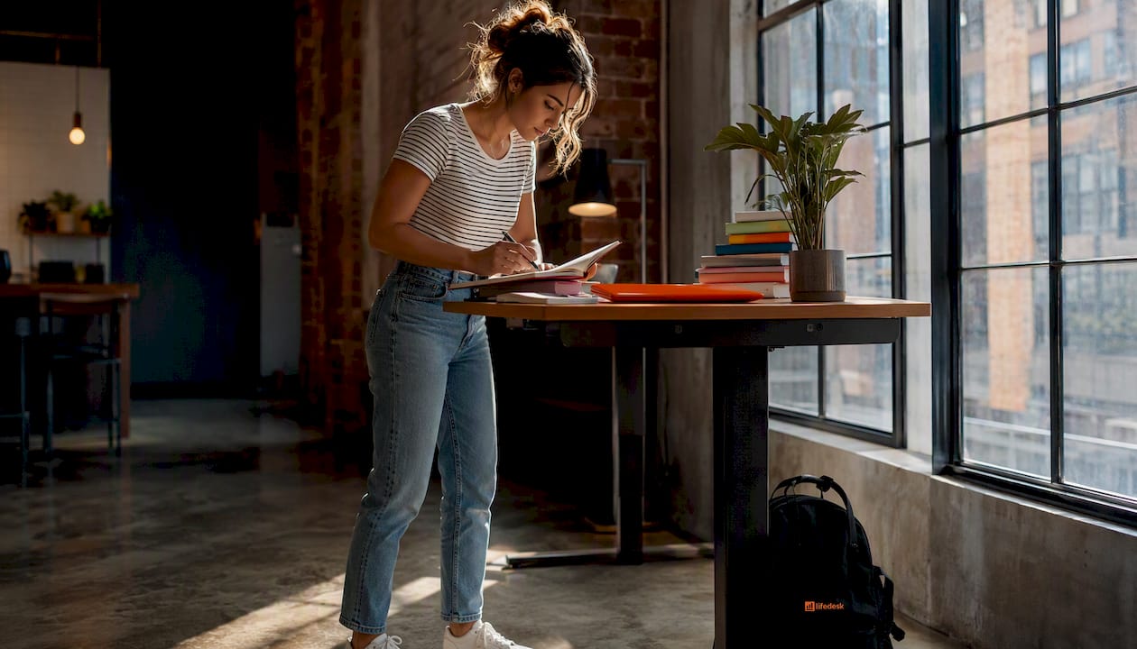 Projektstyring for solovirksomheder gjort enkelt Soloprenør, der skriver projektnoter i hjemmekontor